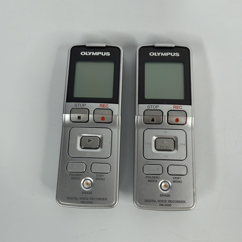 Lot 2 Olympus Silver Digital Voice Recorder VN-5000 Handheld LCD Screen Tested
