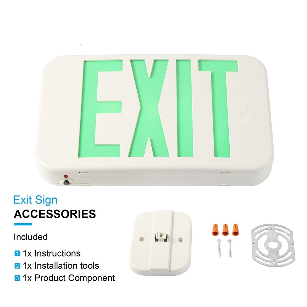 Spectsun 4 Packs Led Green LED Exit Sign Exit Lights Battery Backup 120/277VAC.