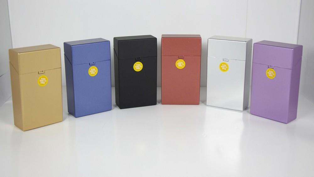 12 Mix Metallic Color Push Open Plastic Cigarette Case Pack Holder 100mm