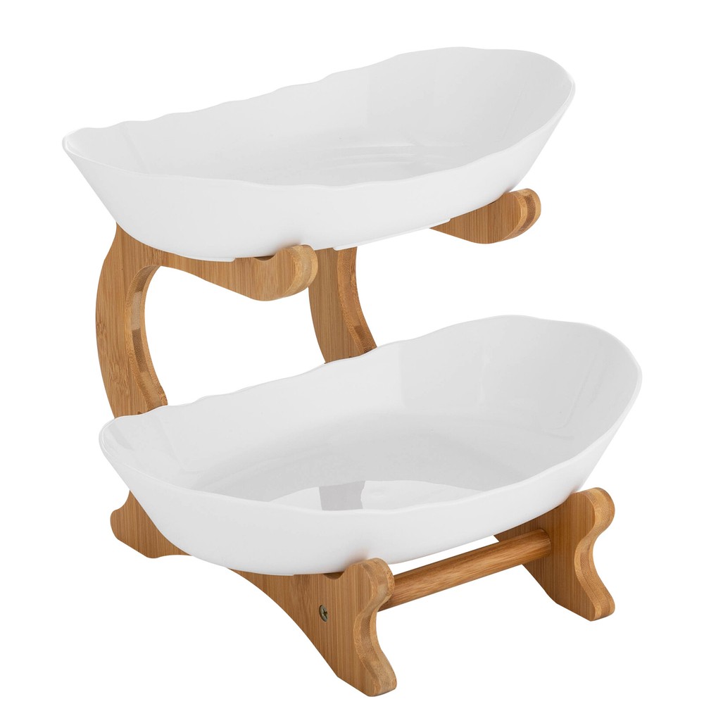 2 Tier Fruit Bowl, Fruit Basket Stand, Fruit Serving Tray