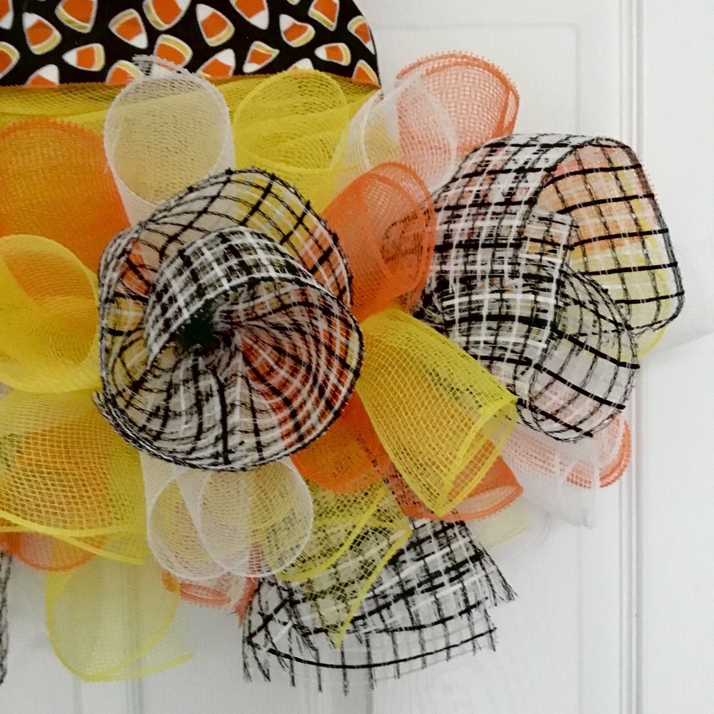 Halloween Candy Corn Witch Hat Deco Mesh Wreath Or Wall Decor