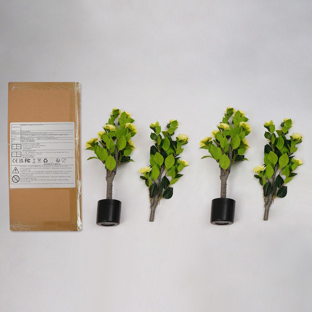 2 Pack Artificial Tea Rose Tree for Modern Home, Simulated Tea Rose Tree