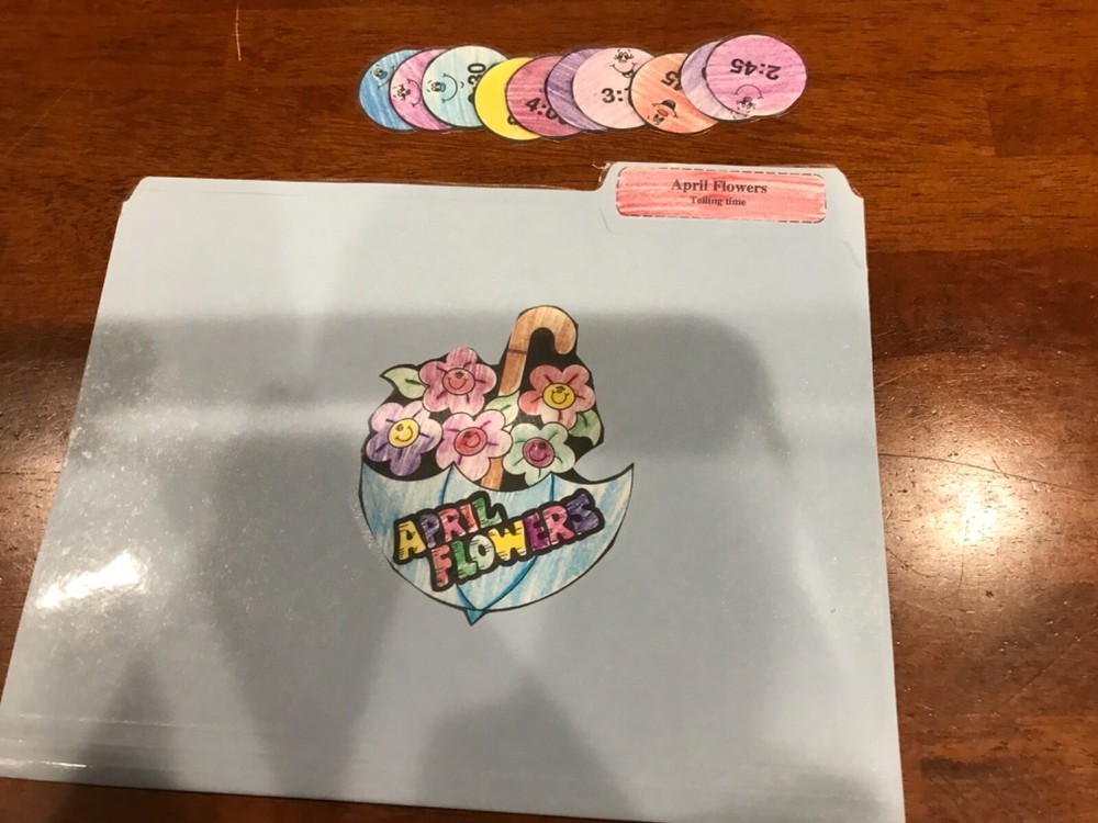 April Showers! Telling Time  2nd Grade math file folder game teacher