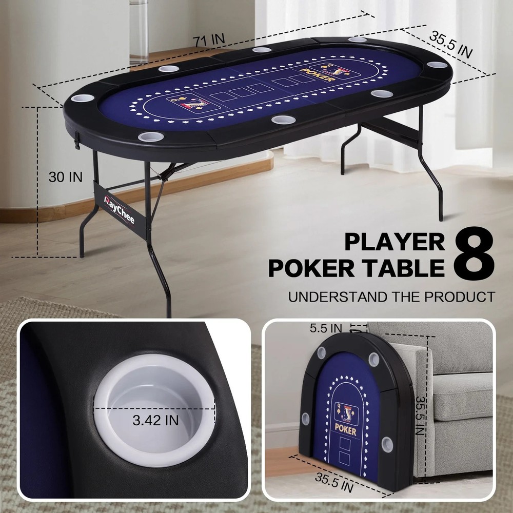 71in Folding Poker Table Sturdy Structure gambling texas hold em