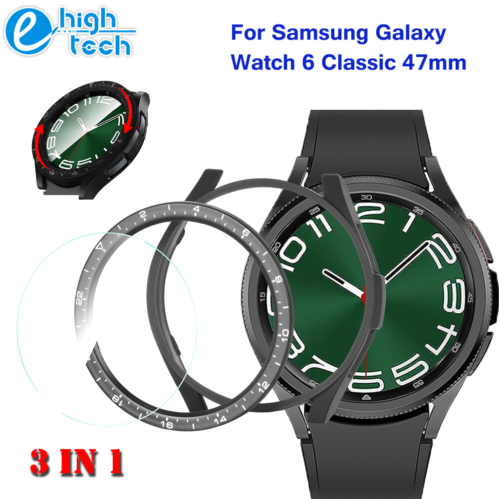 Fr Samsung Galaxy Watch 6 Classic 47mm PC Case Screen Protector Bezel Ring Cover