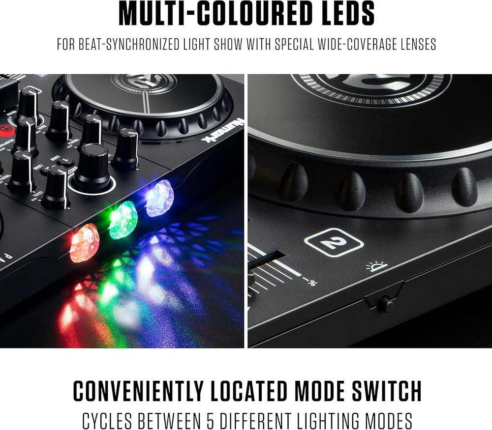 Party Mix II DJ Controller with Lights, 2 Decks, Mixer, Audio Interface and
