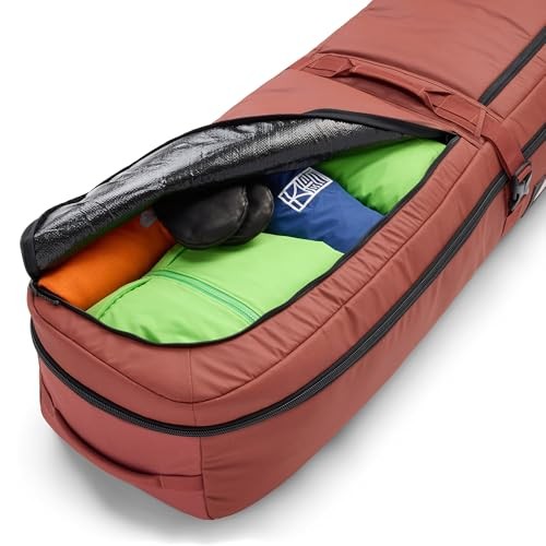 Deluxe Ski and Snowboard Roller Bag & Packing Cube - TSA Compliant - 165 Rust