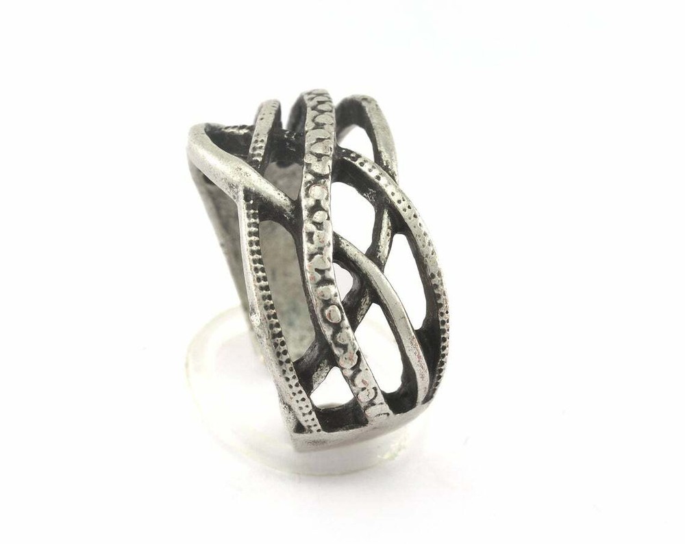 Adjustable Ring Antique Silver Plated brass 18mm 8US inner size Adjustable 3367