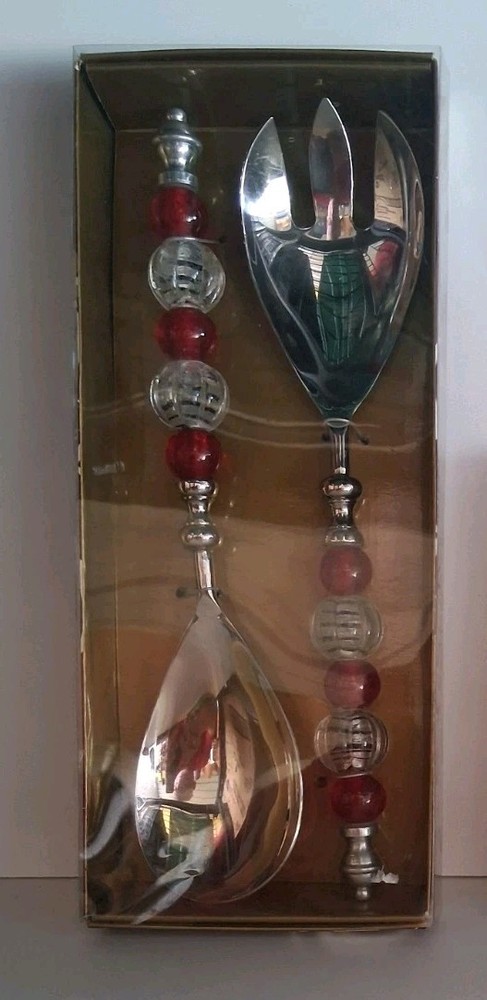 Biltmore Collection Serving Set And 4 Pc Speaders Matching Red And Clear Handles
