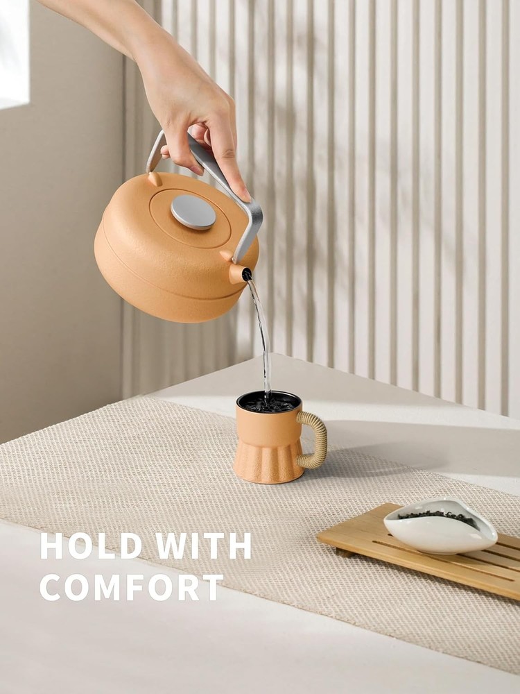 Teapot with Removable Infuser, Cast Iron Tea Kettle Stovetop Safe, Solid Geom...