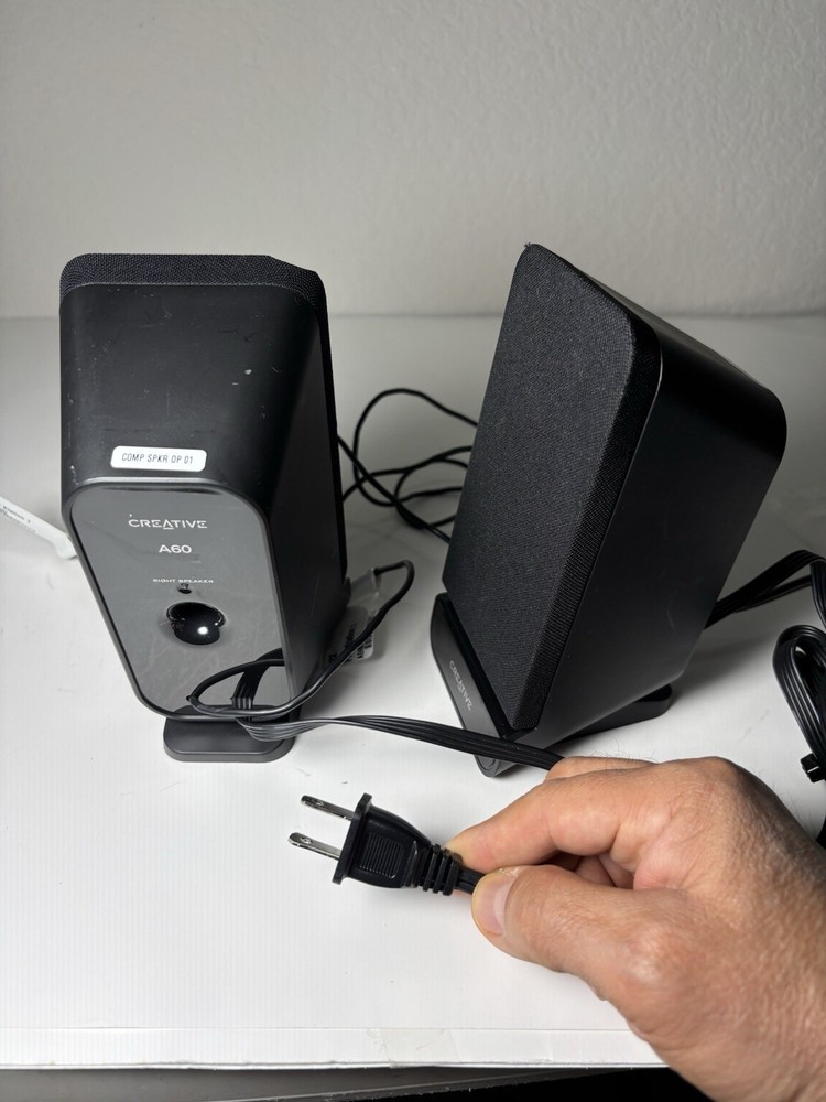 Creative A60 Twin Black Stereo Speaker System - Tested & Working