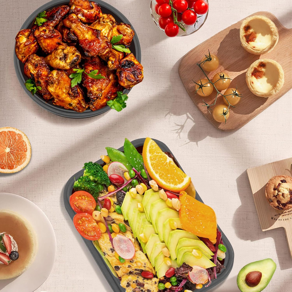 Collapsible Food Storage Containers with Lid & Air Vent, 4 Pack Rectangular Fold