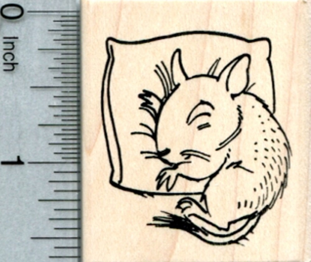 Degu Rubber Stamp, Sleeping on a pillow E33802 WM