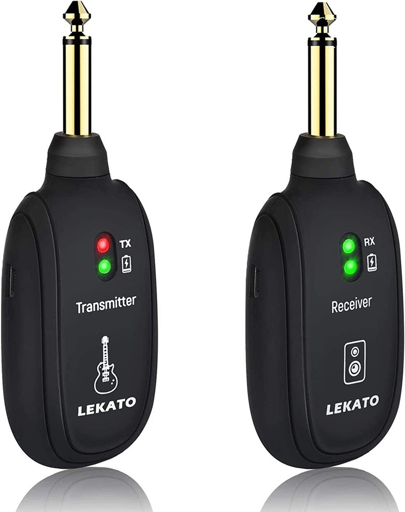 LEKATO UHF Wireless Guitar System Transmitter Receiver 4 Channel Rechargeable