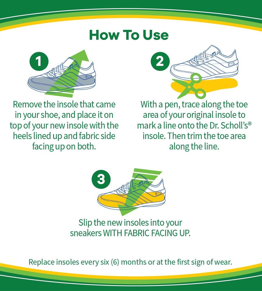 Dr Scholl's Run Active Comfort Insoles Multicolor Arch Support for Runners