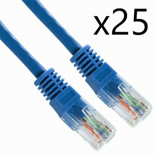 25 Pack Lot - 15ft CAT6 Ethernet Network LAN Router Patch Cable Cord Wire Blue