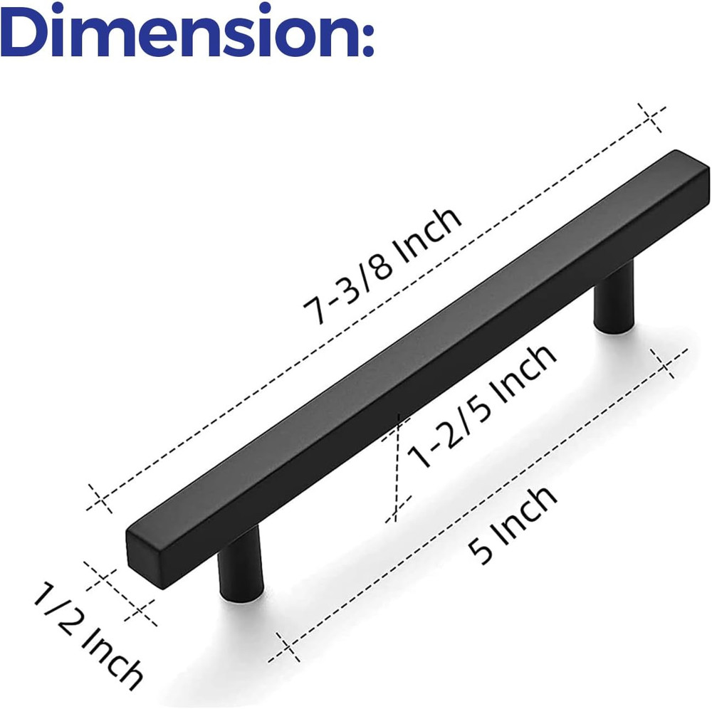 35 Pack Matte Black Square Cabinet Pulls 7.38" Stainless Steel Handles
