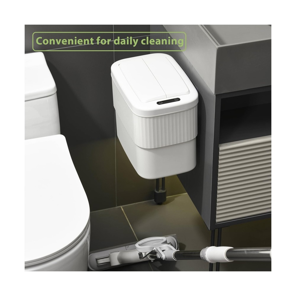 Sensor Hanging Trash Can with Lid 2.5 Gallon,Motion Sensor Garbage Can, Bathr...