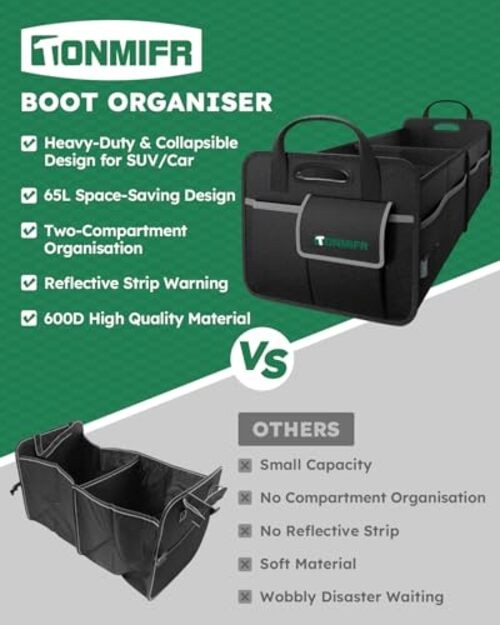 2-Compartment Trunk Organizer & Multi-Compartment Storage 65L (Organizer Only)