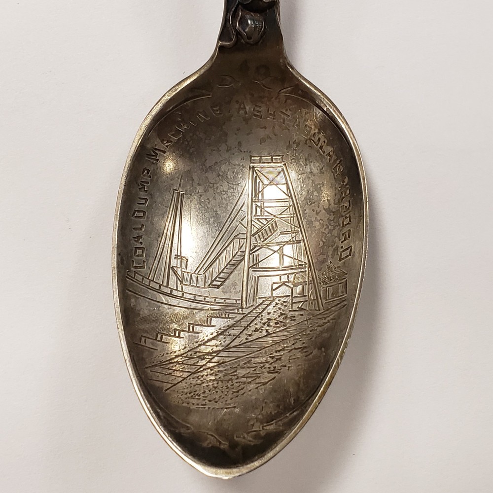 Sterling Silver Souvenir Spoon Coal Dump Ashtabula Harbor ENGRAVED 28g - FL1123