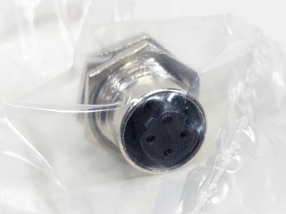 L-COM M12 4 Pos Panel Mount D Code Female Receptacle - CON-M124SLDF - solder