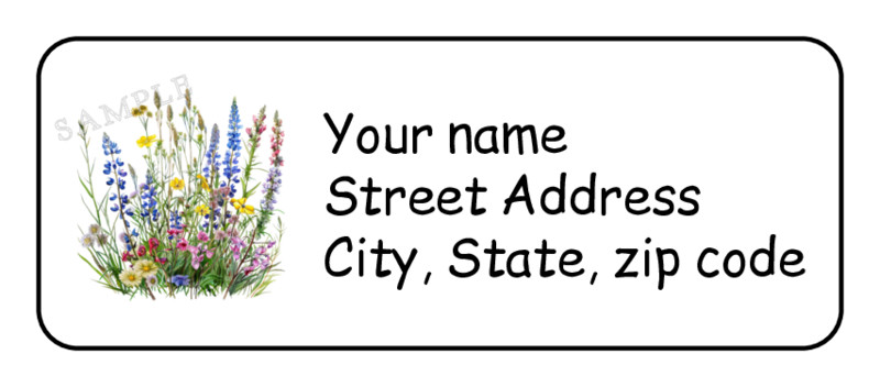 30 Wild Flowers personalized return address labels stickers tags