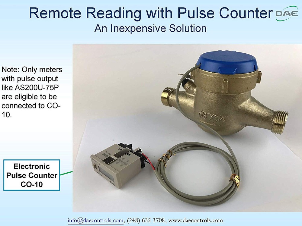 DAE VM-75P 3/4” Positive Displacement Water Meter, Pulse Output, Gallon+Coupling