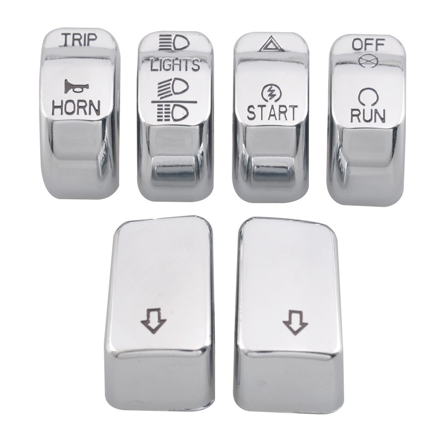 For Harley Softail Custom Deluxe 2011-2015 6pcs Hand Control Switch Caps Chrome
