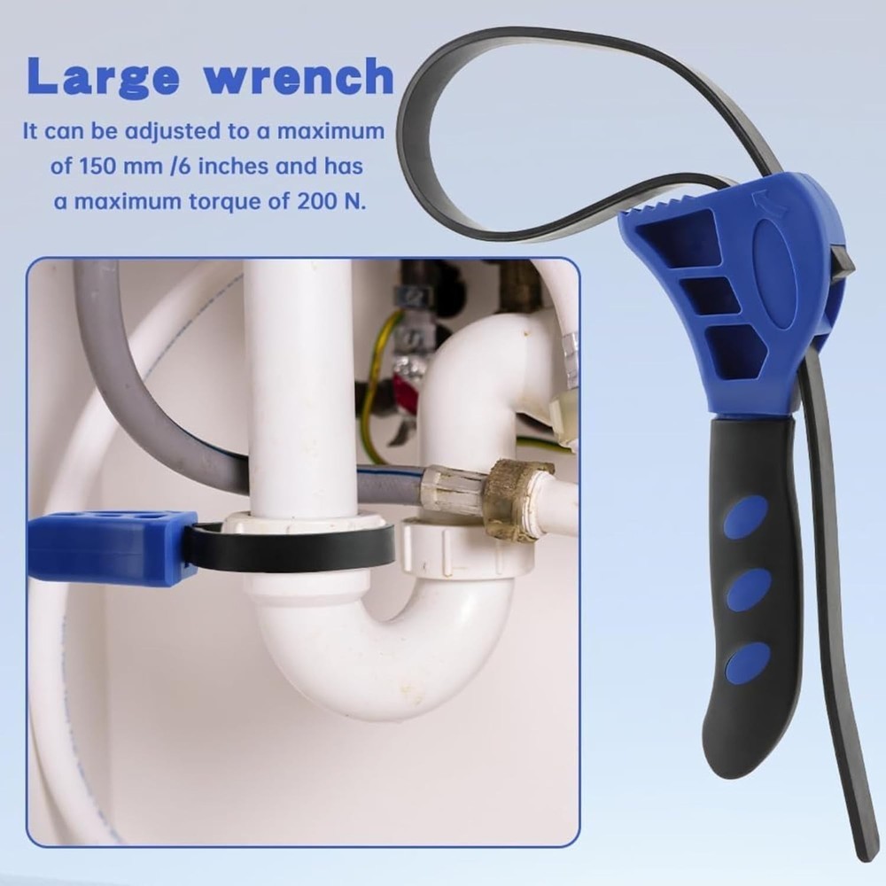 2-Pack Adjustable Rubber Strap Wrench Set – 25.20" & 20.48" Heavy-Duty Strap ...