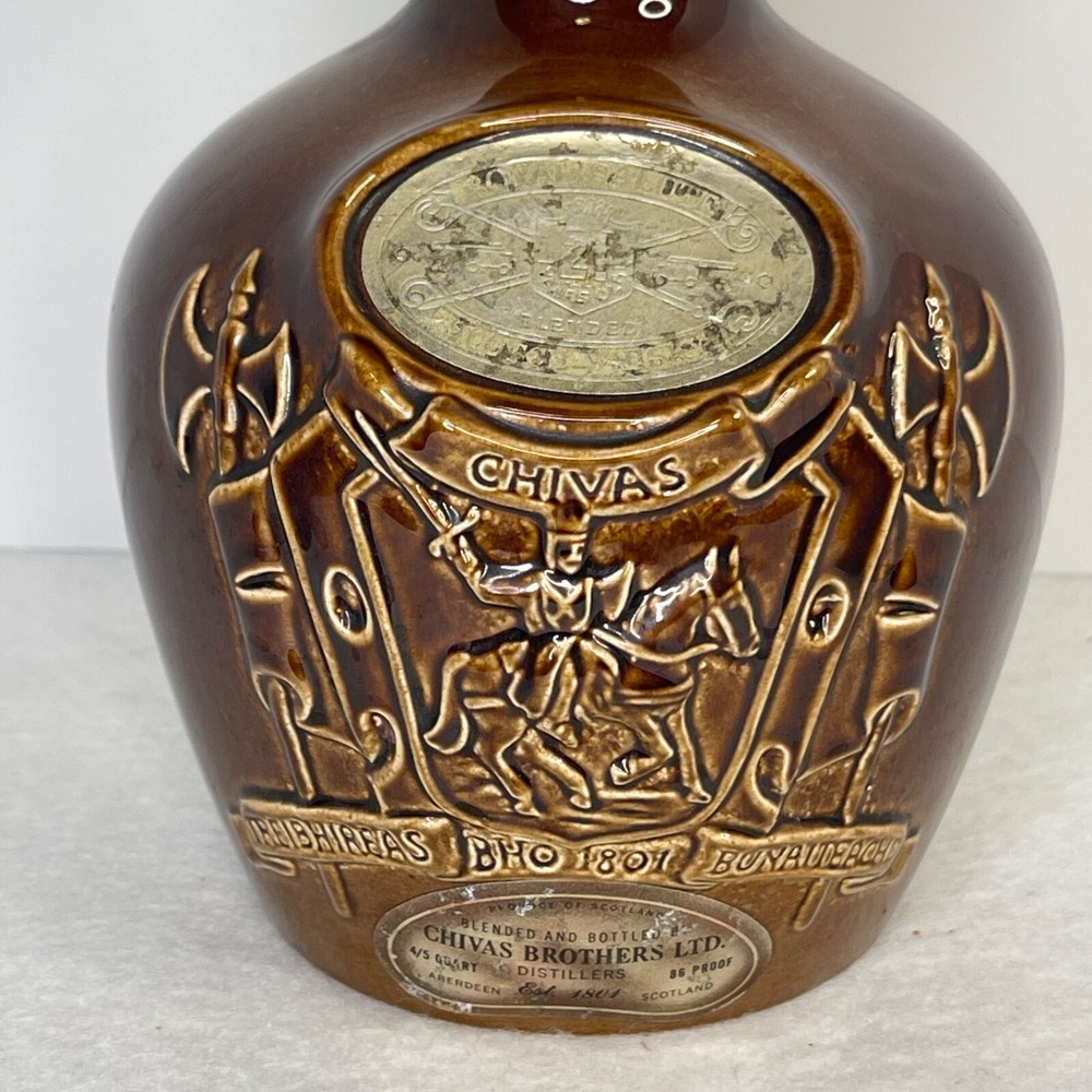 Empty Decanter Chivas Scotch Bottle 1801 Ceramic Cork Top Brown Ceramic Spode