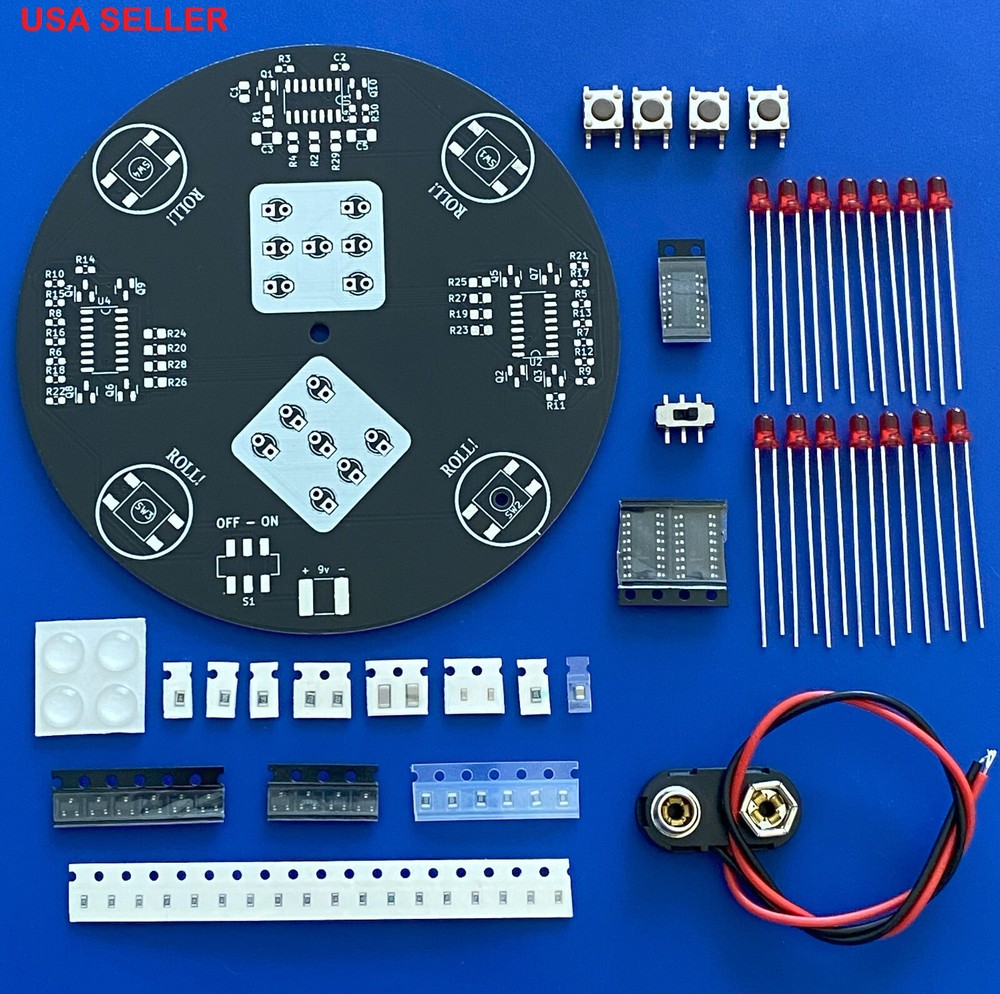 SMD Soldering Practice Circuit Board Kit with Base - Electronic Dice