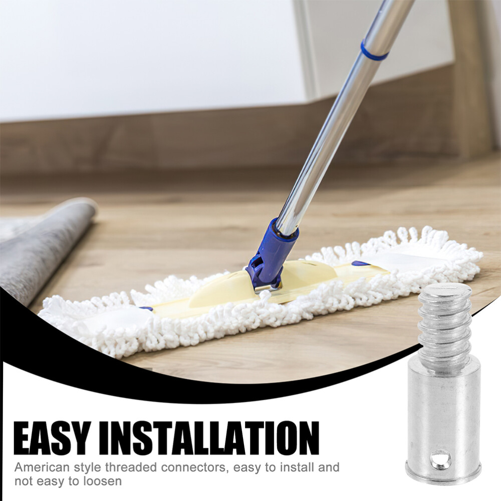 2pcs Broom Extension Pole Adapter Tips Metal Threaded Handle Tips End Adapter