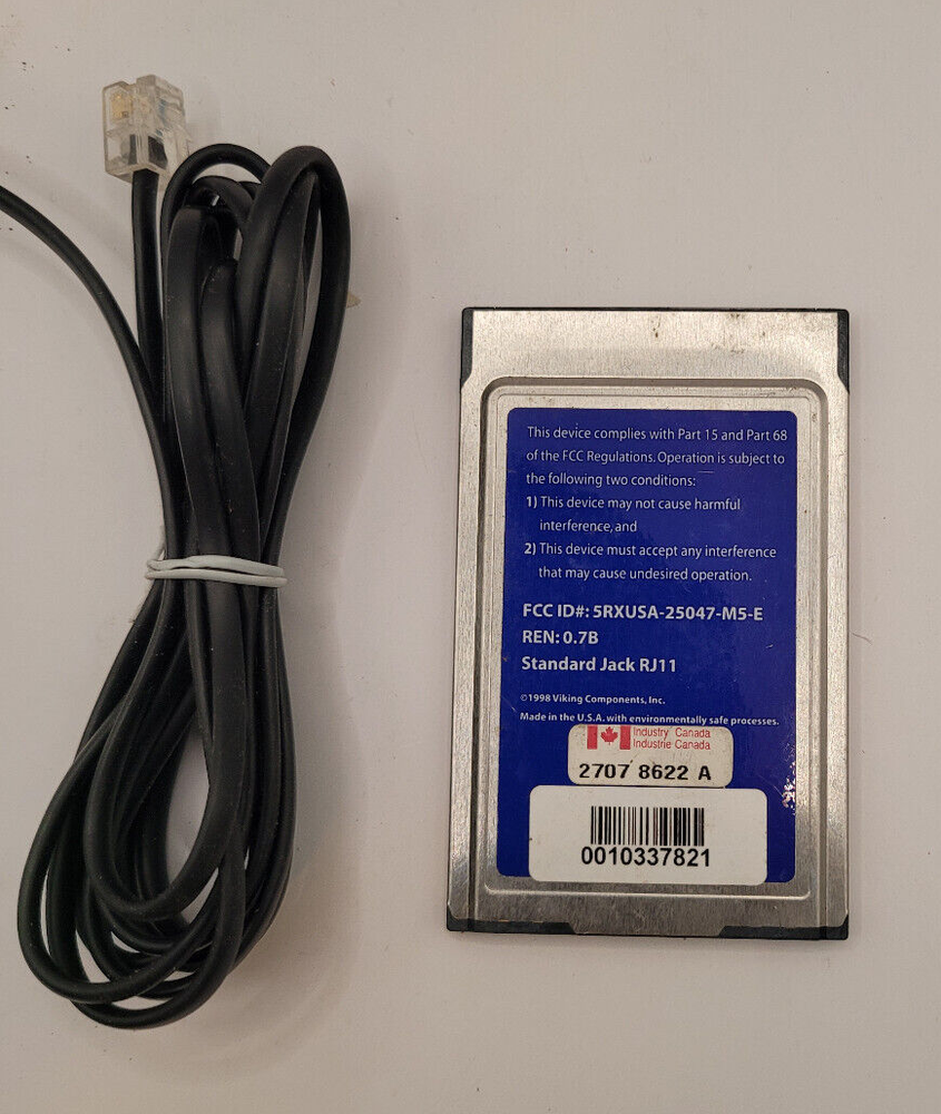 Viking 56K PC Modem Card with cable - Untested