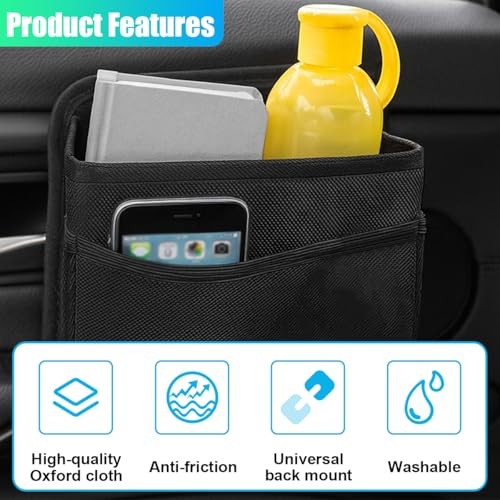 Car Trash Can, Foldable Waterproof Leather Trash Bin Garbage Organizer, Black
