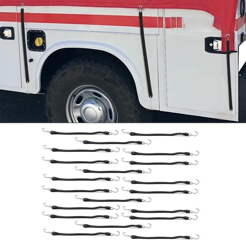 15" Heavy Duty Rubber Tarp Straps Tie Down Bungee Cords With Hooks