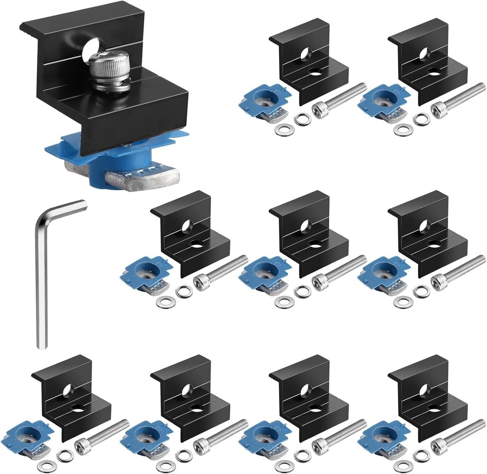 10pcs Solar Panel End Clamp for Standard 1.18(30mm) & 1.38(35mm), Black