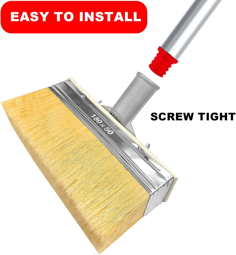 Deck Stain Brush with Threaded Long Handle 7 Inch Deck Stain Applicator, 60" Ext