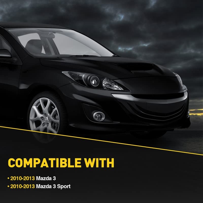 Headlight Assembly Pair, Compatible with 2010-2013 Mazda 3 2.0/2.5L, Chrome