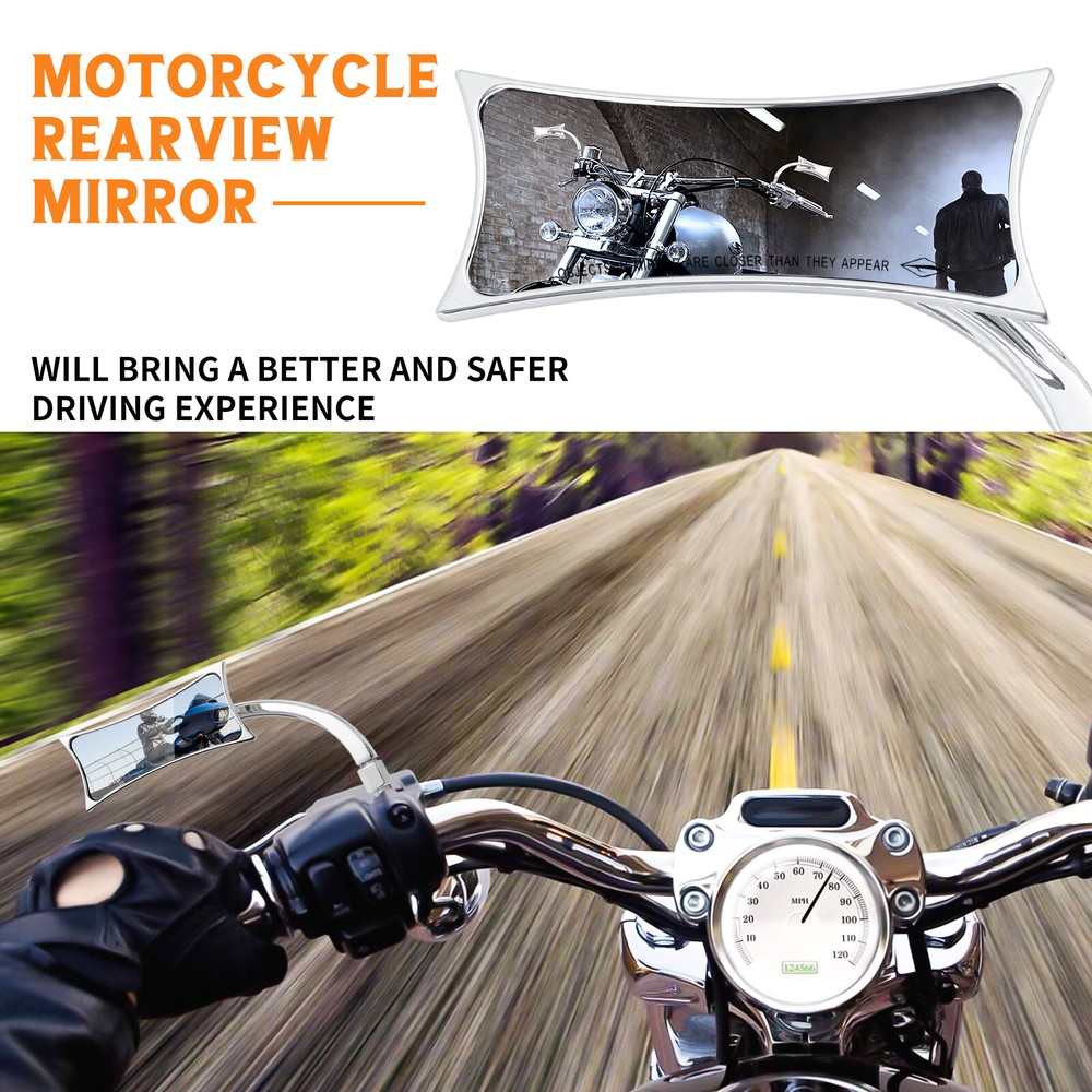 Motorcycle Chrome Rear View Mirrors For Harley Davidson Touring Custom Bagger