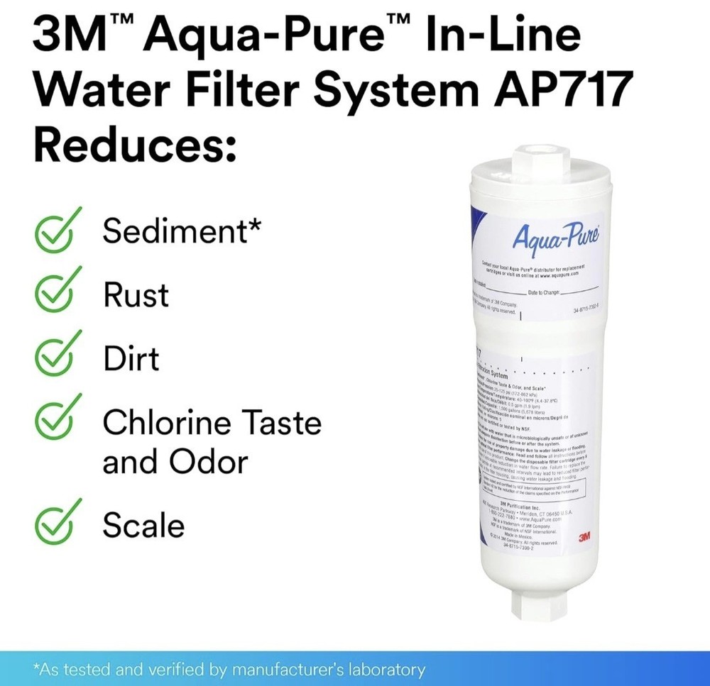 Aqua-Pure AP717 Inline Water Filter System Ice Make Refrigerator Kitchen