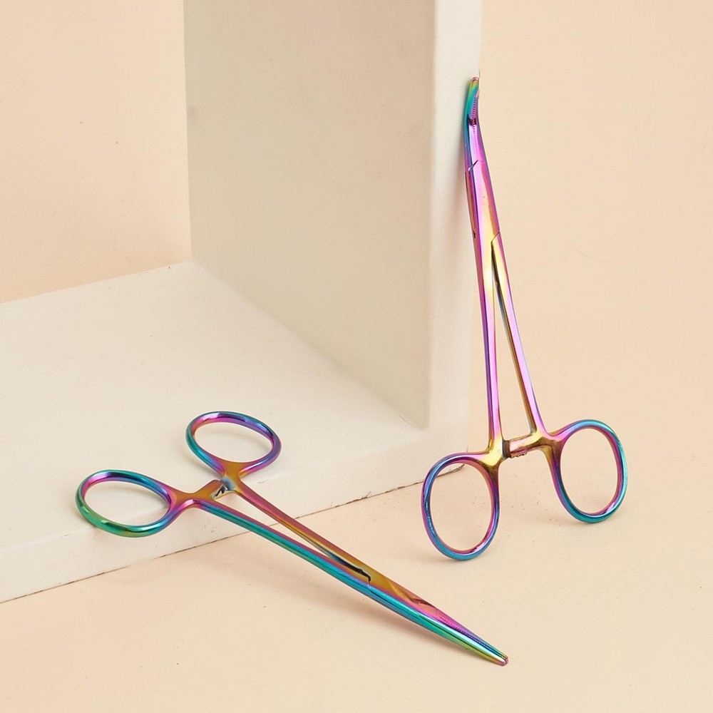 2 PCS Pet Ear Nose Hair Puller Hemostat Locking Forceps Grooming Gradient