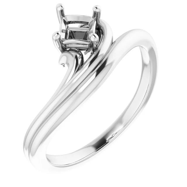 Women Engagement Semi Mount Ring Setting Square 6mm 925 Silver