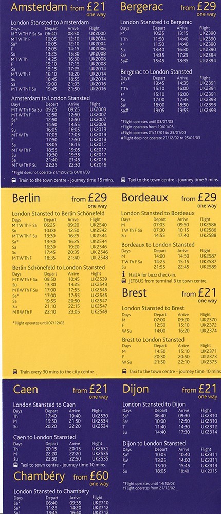 Buzz timetable 2002/10/27
