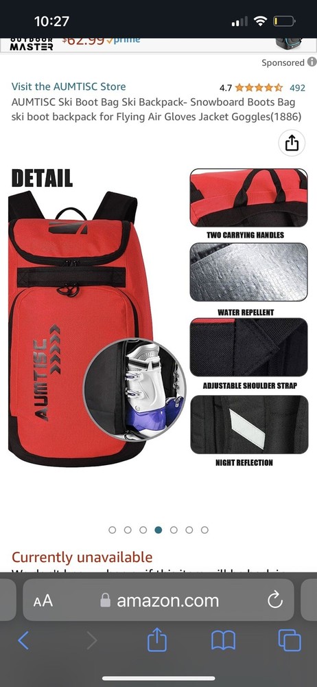 Amutisc Ski Boot Bag Red
