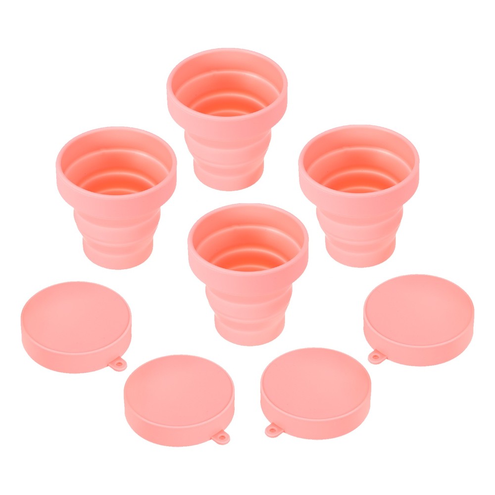 Folding water bottle, 4pcs 170mL folding water cup, pink