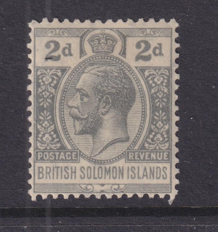 BRITISH SOLOMON ISLANDS, 1923 KGV, Script CA, 2d. Slate Grey, lhm.
