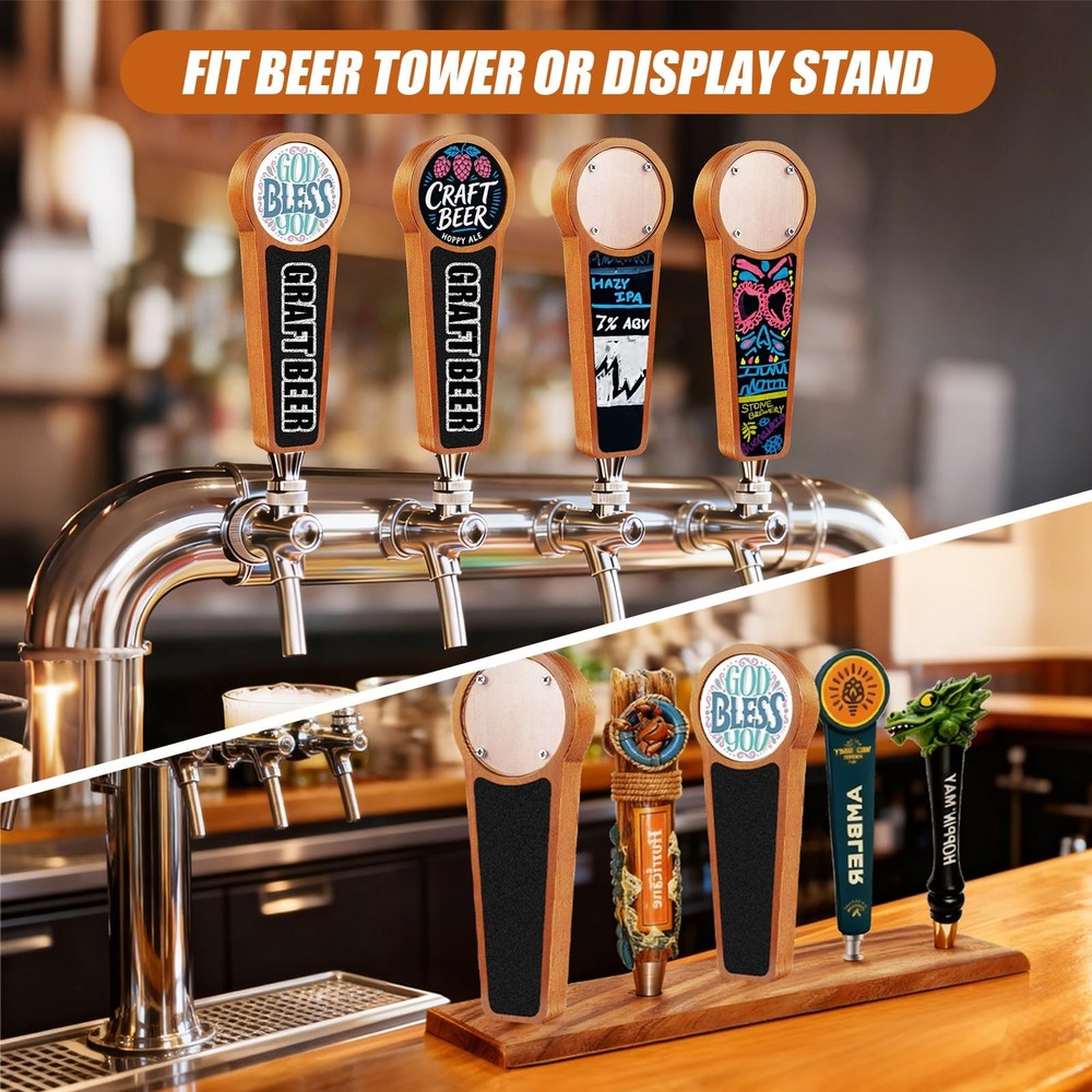 2PCS Wooden Beer Tap Handle DIY Keg Tap Handles, 3/8"-16 UNC Thread Kegerator...