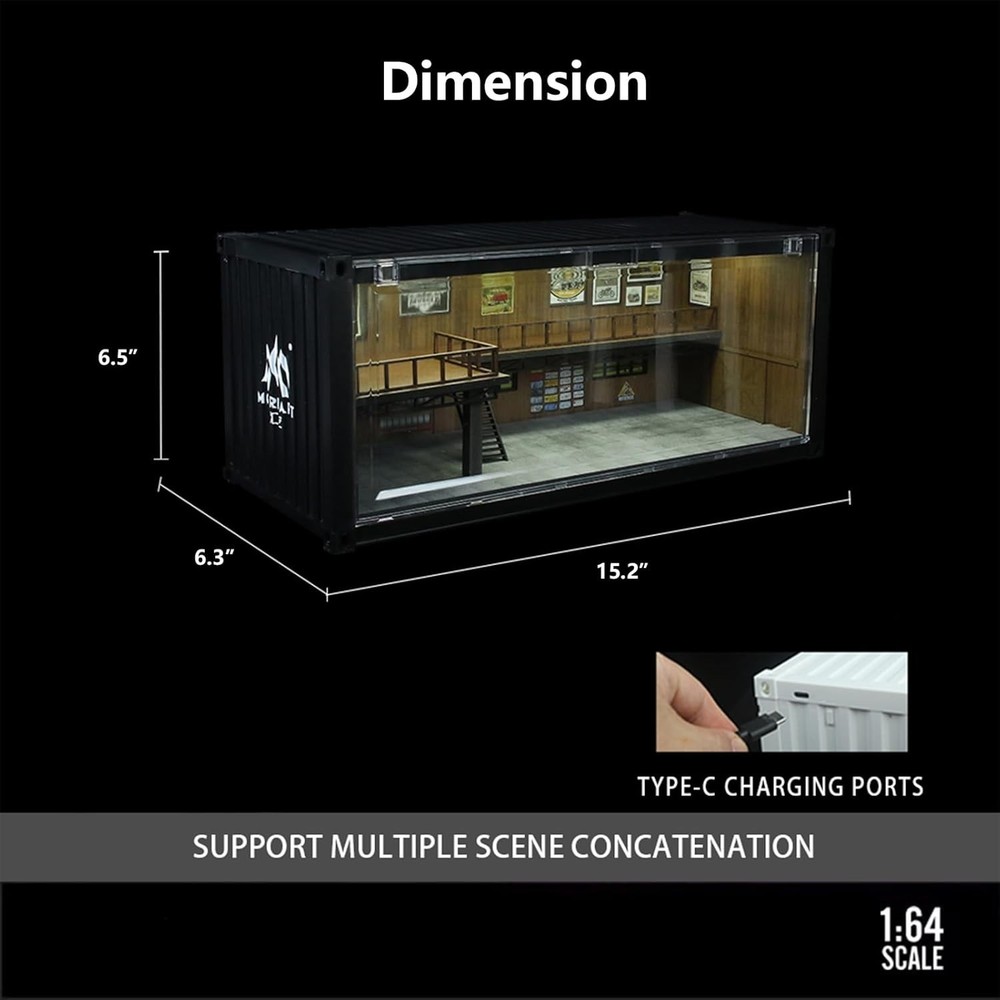 1/64 Scale Display Case with LED Light – Box Style Garage Diorama Compatible ...
