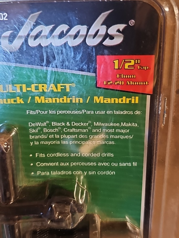 Jacobs 30598 Multi-craft 3-flat Plain Bearing Shank Drill Chuck