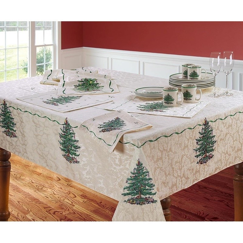Festive Poly Tablecloth Rectangular Floral Design Easy Care Holiday Decor New